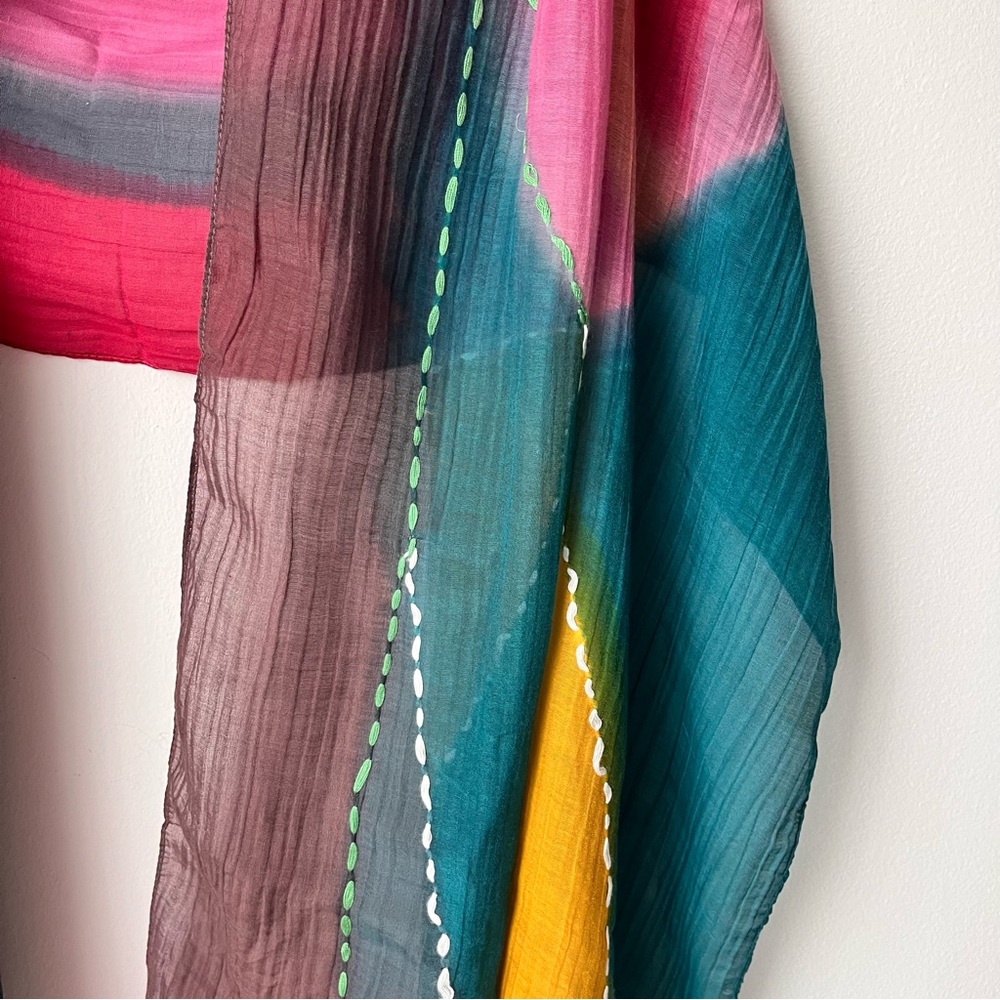 New With Tags NWT Vivante 70% Cotton 30% Silk Multicolor Scarf Approx 24 x 72 - Picture 6 of 12